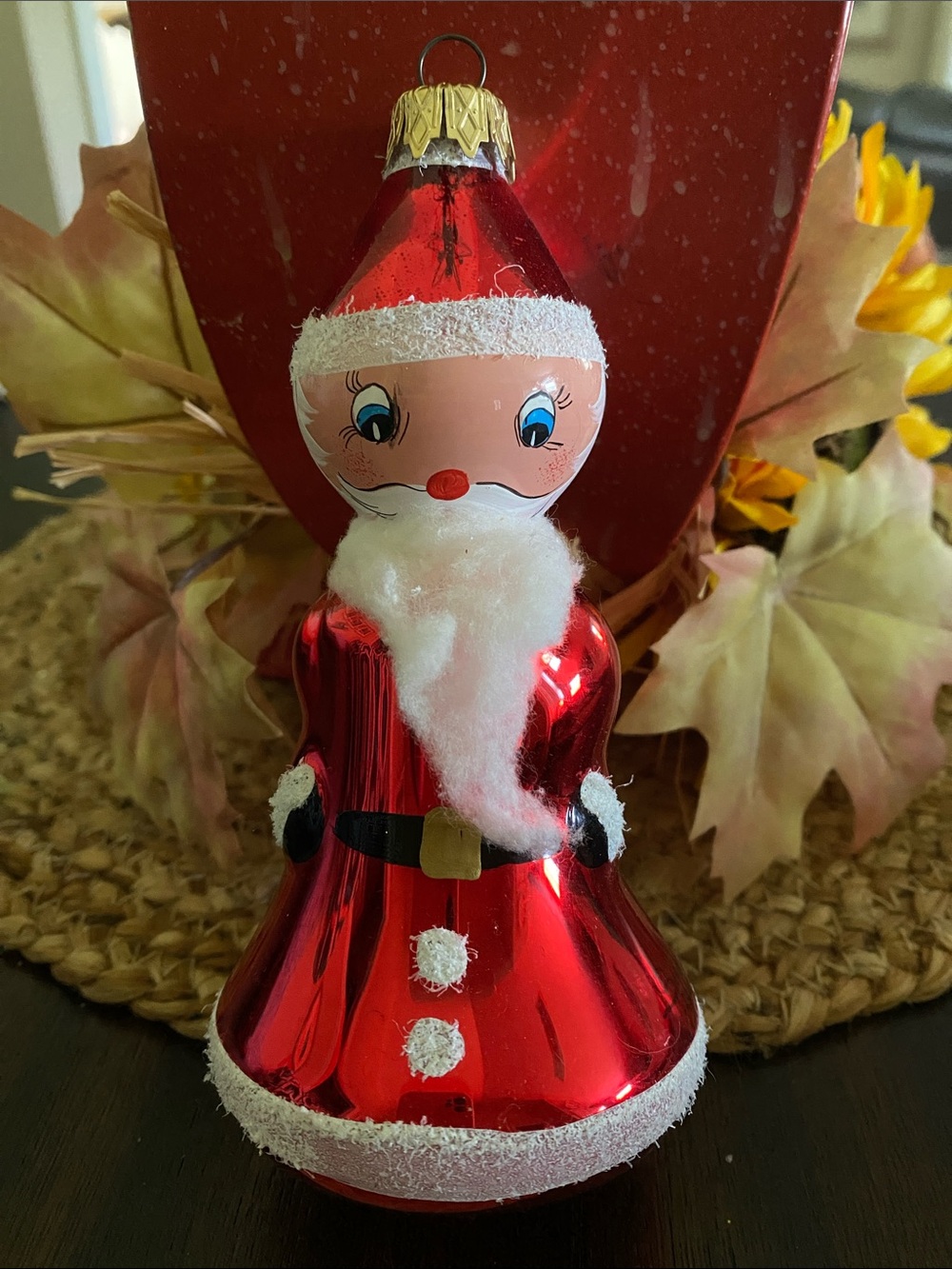 Vintage hand-blown Italian glass Santa Claus Christmas ornament from Pier 1